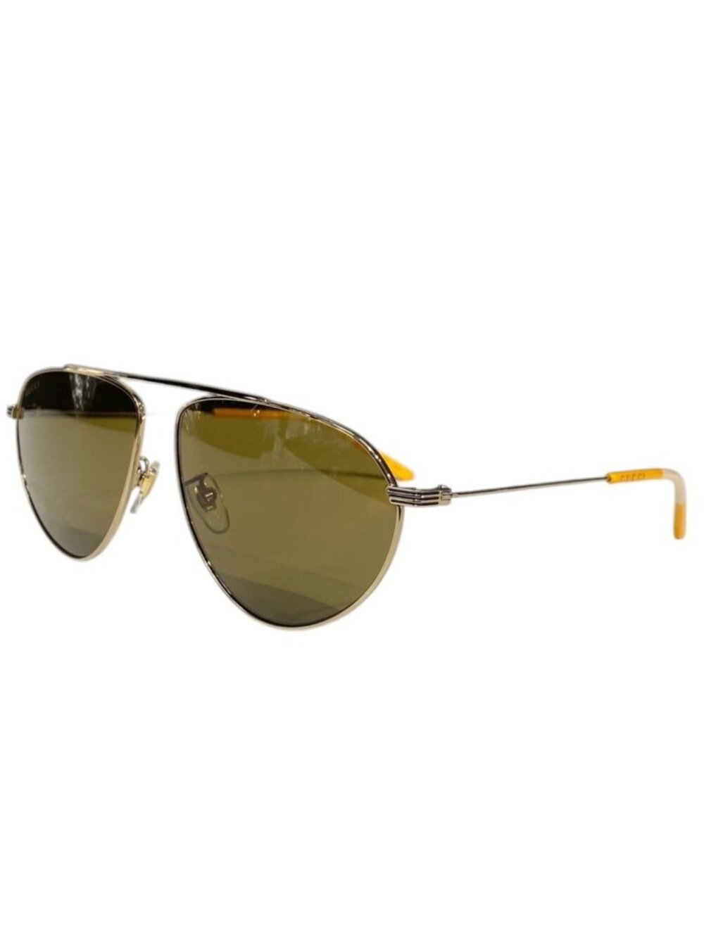 Gucci Sunglasses Aviator Logo Brown Gold Orange Eyewear